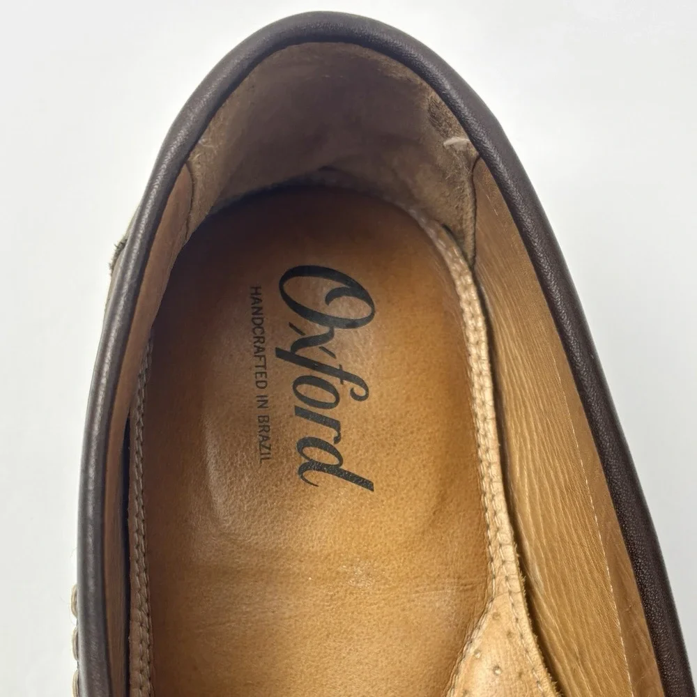 Oxford Dover Driving Loafers Men's 11.5M Taupe Brown Tan Nubuck Leather Brazil